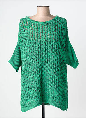 Pull coupe droite manches courtes vert MARINA RINALDI femme