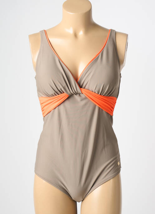 Maillot de bain 1 pièce stretch haut soutien-gorge moulé marron MARINA RINALDI femme