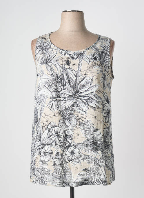 Top imprimé fantaisie sans manche bleu MARINA RINALDI femme