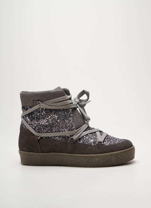 Bottines/boots bout rond talon plat jusqu'à 3cm argent REQINS femme