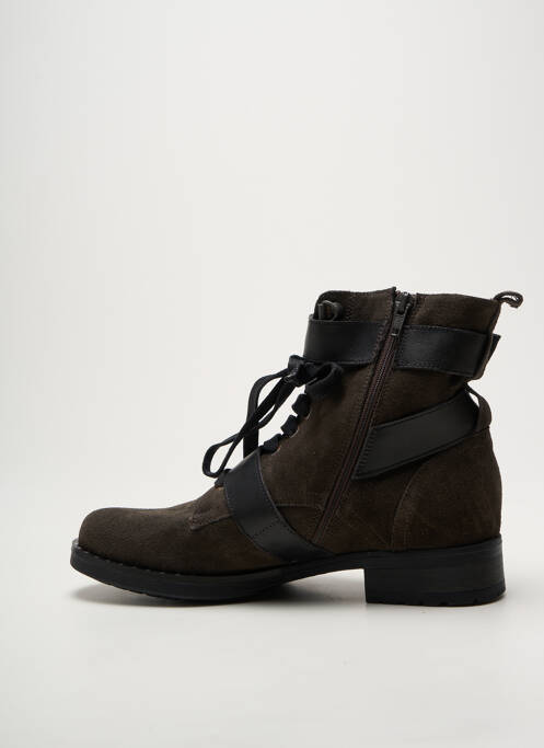 Bottines/boots fermeture zip et lacets talon plat jusqu'à 3cm gris REQINS femme