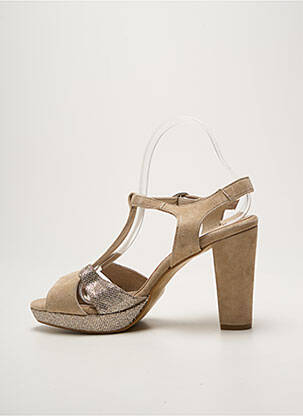 Sandales/nu pieds tissage satiné talon haut de 10cm et plus or REQINS femme