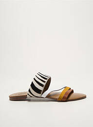 Mules/sabots chiquet talon plat jusqu'à 3cm marron REQINS femme