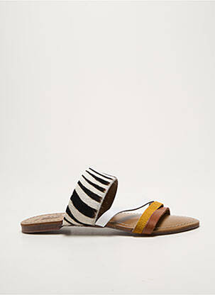 Mules/sabots chiquet talon plat jusqu'à 3cm marron REQINS femme