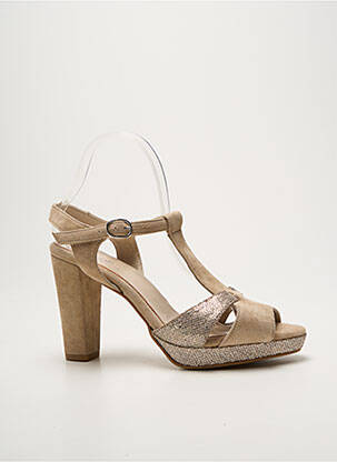 Sandales/nu pieds tissage satiné talon haut de 10cm et plus or REQINS femme