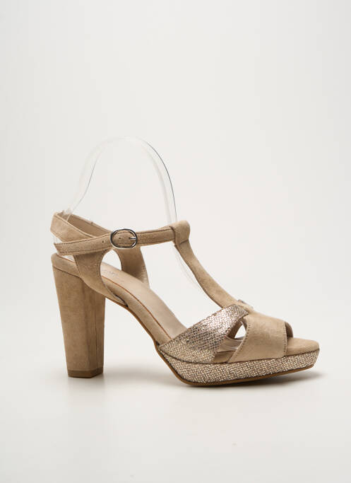 Sandales/nu pieds tissage satiné talon haut de 10cm et plus or REQINS femme