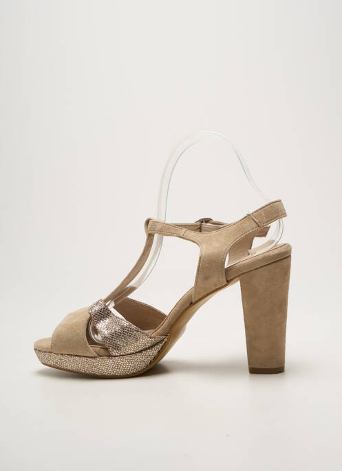 Sandales/nu pieds tissage satiné talon haut de 10cm et plus or REQINS femme