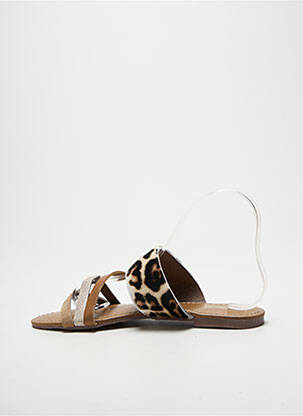 Mules/sabots tissage satiné talon plat jusqu'à 3cm marron REQINS femme