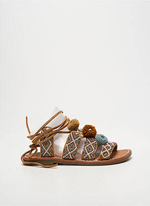 Sandales/nu pieds tissage satiné chiquet marron L'ATELIER TROPÉZIEN fille