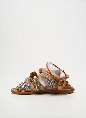 Sandales/nu pieds tissage satiné chiquet marron L'ATELIER TROPÉZIEN fille