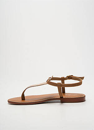 Tongs semelle extérieure cuir talon plat jusqu'à 3cm marron L'ATELIER TROPÉZIEN femme