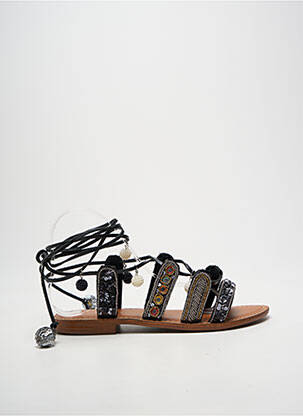 Sandales/nu pieds chiquet talon plat jusqu'à 3cm noir L'ATELIER TROPÉZIEN femme