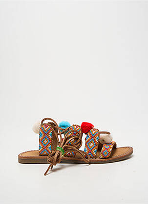 Sandales/nu pieds tissage satiné chiquet marron L'ATELIER TROPÉZIEN fille