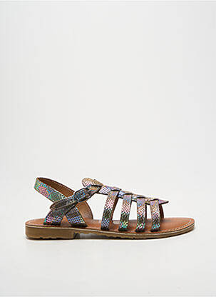 Spartiates tissage satiné talon plat jusqu'à 3cm argent L'ATELIER TROPÉZIEN femme