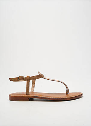 Tongs semelle extérieure cuir talon plat jusqu'à 3cm marron L'ATELIER TROPÉZIEN femme