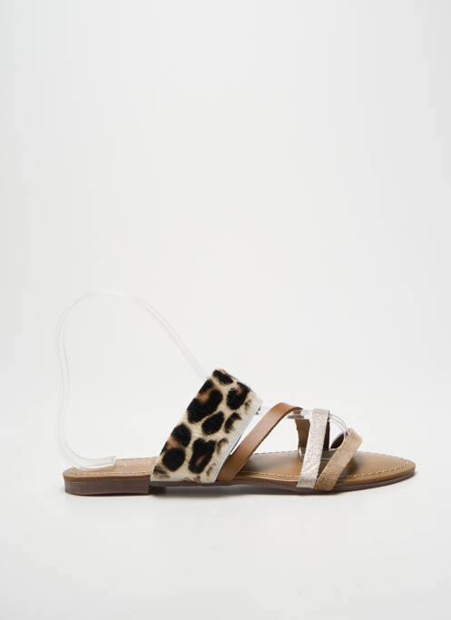 Mules/sabots tissage satiné talon plat jusqu'à 3cm marron REQINS femme