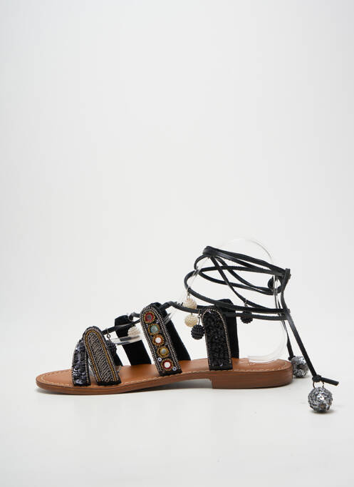 Sandales/nu pieds chiquet talon plat jusqu'à 3cm noir L'ATELIER TROPÉZIEN femme