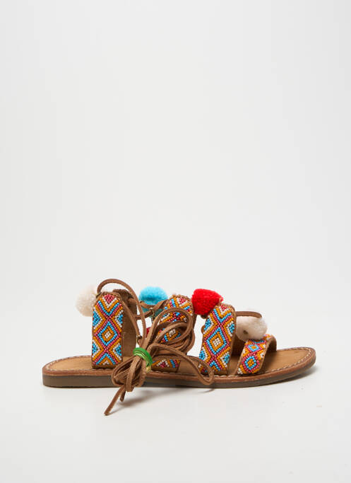 Sandales/nu pieds tissage satiné chiquet marron L'ATELIER TROPÉZIEN fille