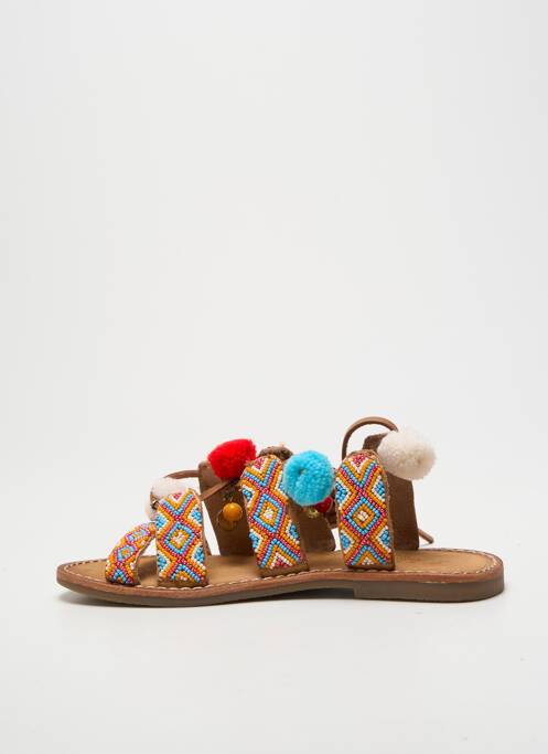 Sandales/nu pieds tissage satiné chiquet marron L'ATELIER TROPÉZIEN fille