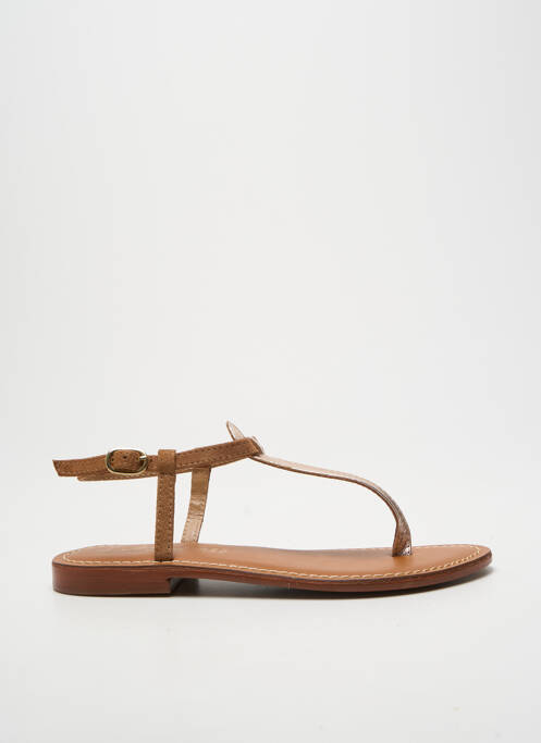 Tongs semelle extérieure cuir talon plat jusqu'à 3cm marron L'ATELIER TROPÉZIEN femme