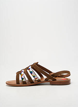 Sandales/nu pieds chiquet talon plat jusqu'à 3cm marron L'ATELIER TROPÉZIEN femme