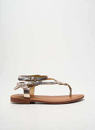 Tongs semelle extérieure cuir talon plat jusqu'à 3cm or L'ATELIER TROPÉZIEN femme