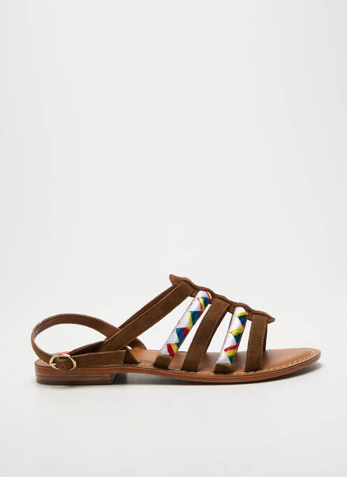 Sandales/nu pieds chiquet talon plat jusqu'à 3cm marron L'ATELIER TROPÉZIEN femme