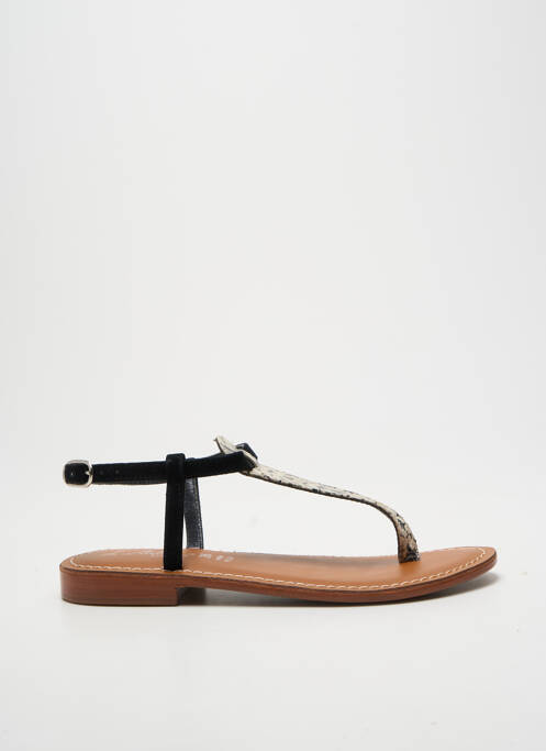 Tongs semelle extérieure cuir talon plat jusqu'à 3cm noir L'ATELIER TROPÉZIEN femme