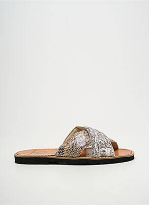 Mules/sabots chiquet talon plat jusqu'à 3cm marron MINORQUINES femme
