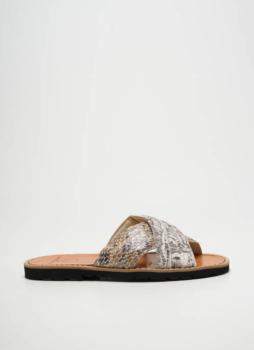Mules/sabots chiquet talon plat jusqu'à 3cm marron MINORQUINES femme