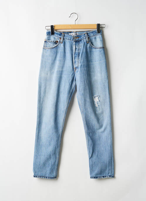 Jeans coupe slim effet usé délavé taille haute bleu RE / DONE / LEVIS femme