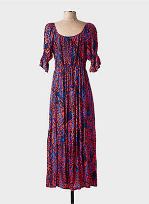 Robe longue manches courtes manches courtes bleu COULEURS DU TEMPS femme