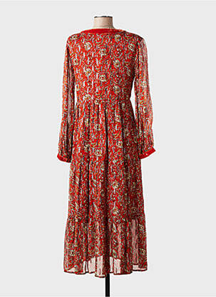 Robe longue manches longues manches longues orange DERHY femme