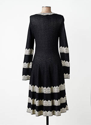 Robe mi-longue manches longues manches longues noir DERHY femme