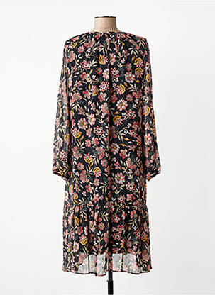 Robe mi-longue coupe fluide manches longues noir GRIFFON femme