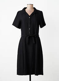 Robe mi-longue tissage crêpe manches courtes noir GRIFFON femme