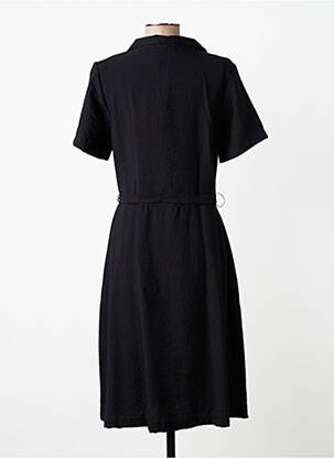 Robe mi-longue tissage crêpe manches courtes noir GRIFFON femme