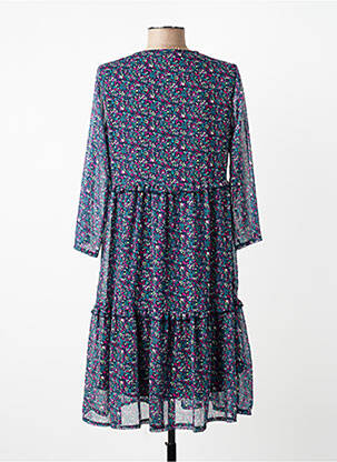 Robe mi-longue imprimé fleurs manches 3/4 bleu GRIFFON femme