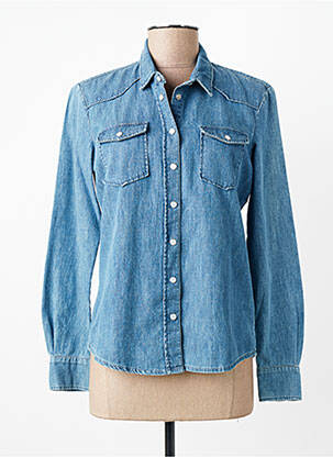 Chemisier coupe cintrée manches longues bleu KANOPE femme