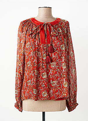 Blouse légère et transparente manches longues orange DERHY femme