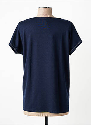 T-shirt sérigraphie avec strass manches courtes bleu GUY DUBOUIS femme