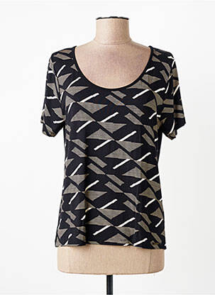 T-shirt stretch manches courtes noir PAUL BRIAL femme