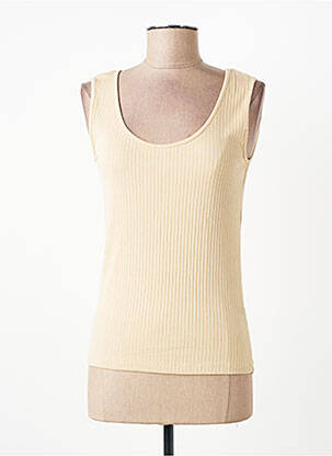 Débardeur tissage côtelé sans manche beige PAUL BRIAL femme