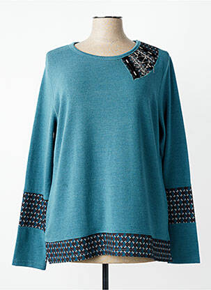Pull stretch manches longues bleu I.ODENA femme