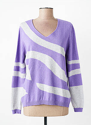 Pull tissage chiné manches longues violet I.ODENA femme