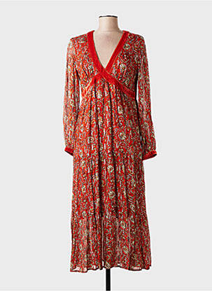 Robe longue manches longues manches longues orange DERHY femme