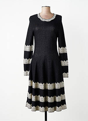 Robe mi-longue manches longues manches longues noir DERHY femme