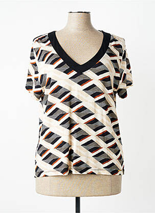 T-shirt col v manches courtes beige PAUL BRIAL femme