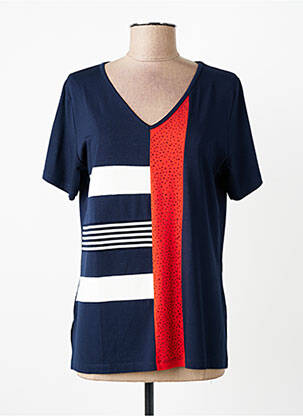 T-shirt sérigraphie avec strass manches courtes bleu GUY DUBOUIS femme