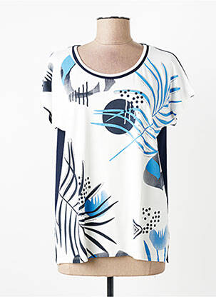 T-shirt sérigraphie avec strass manches courtes bleu GUY DUBOUIS femme